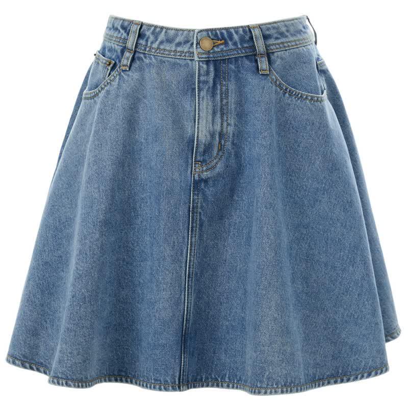 Women's Washed Denim A-Line Skirt