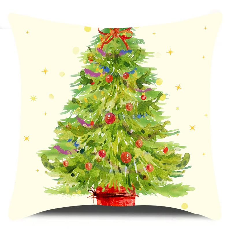New Christmas Elements Multicolor Digital Printed Pillow Case Sofa Decoration Santa Claus Pillow Case Pillow Case