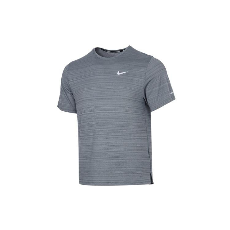 Men s Nike Dri-fit Miler Running Training Sports Short Sleeve Smoke Grey T-Shirt Gray Silver CU5993-084 S