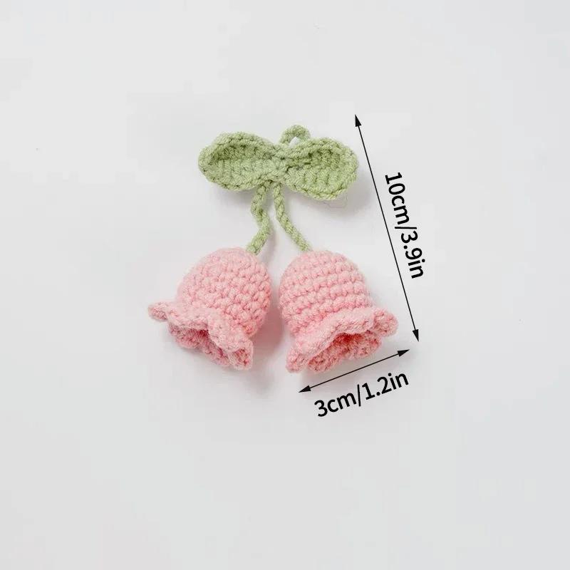 Crochet Flower Keychain Lily Of The Valley Orchid Pendants Car Hanging Decoration Wedding Gift for Guests Knitted Flower Gift
