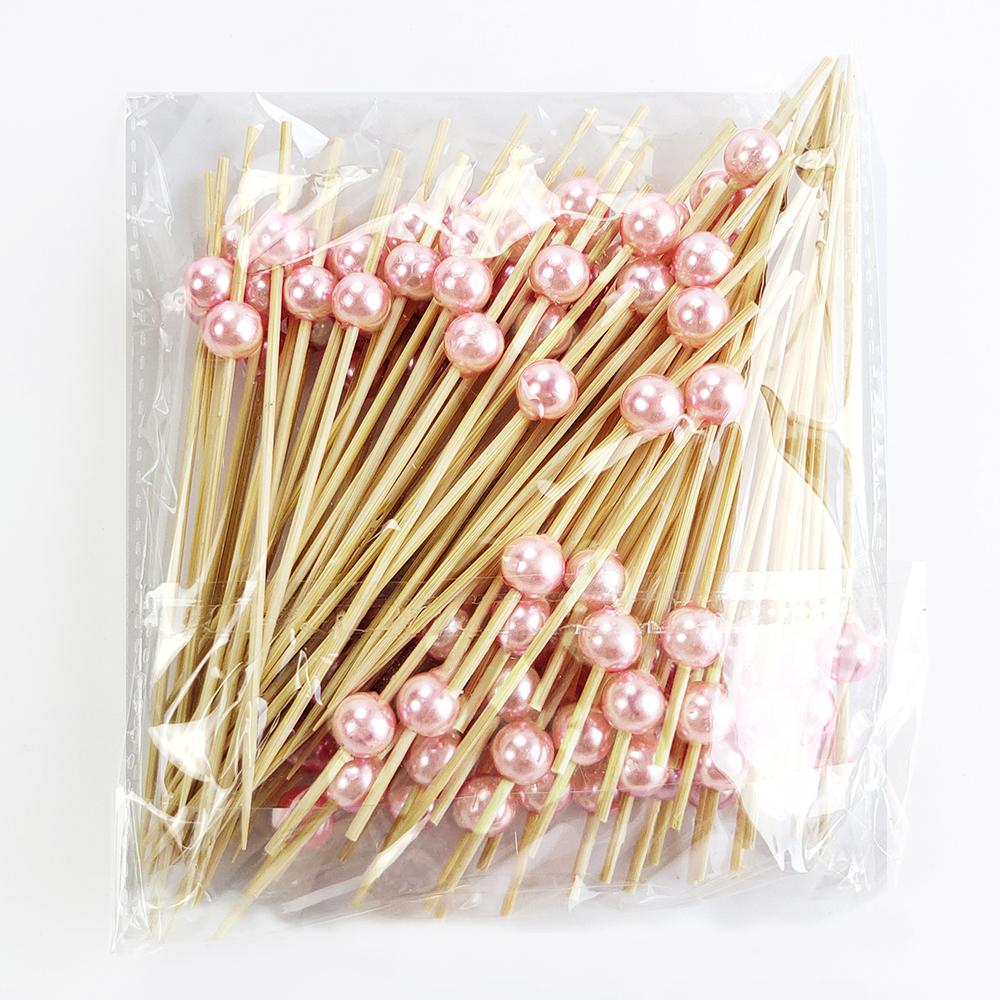 100/50 Pezzi Spiedini Usa e Getta in Bambù Bianco Perla per Matrimonio, Stuzzicadenti in Legno per Cocktail, Spiedini Forchetta per Frutta e Snack, Stoviglie per Feste di Matrimonio