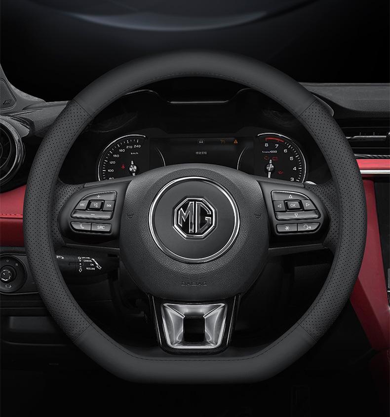 MG5 Genuine Leather Steering Wheel Cover for RX3, i6max, ZS, Kulewei HS - Men's All-Season Grip Cover