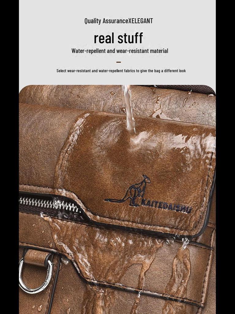 Men's Genuine Leather Vertical Shoulder Bag & Messenger Briefcase