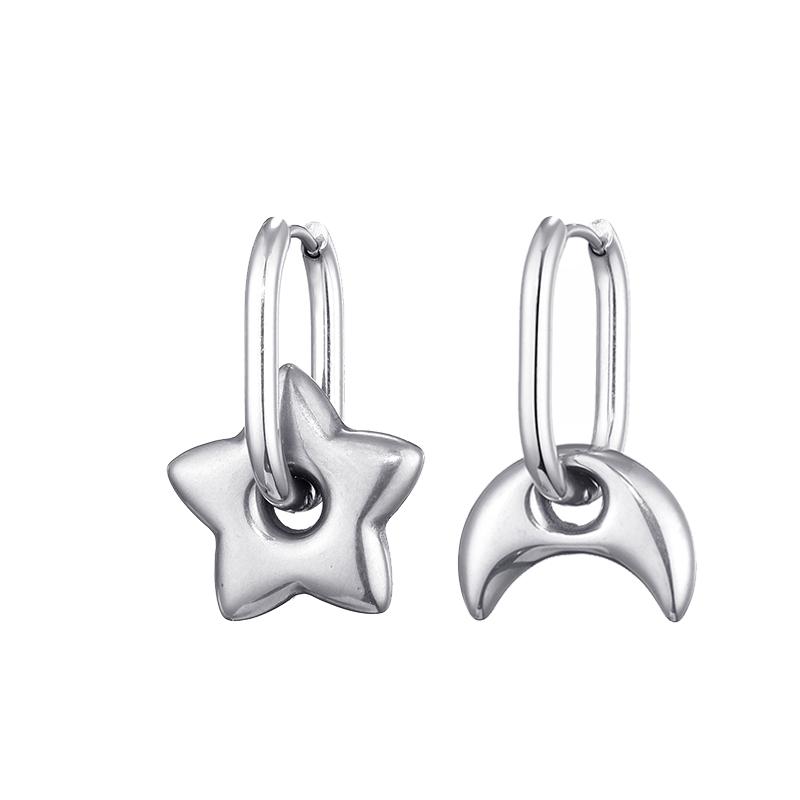 Classic Stainless Steel Heart Star Hoop Earrings For Women Punk Hip Hop Gold Silver Color Y2K Jewelry Female Earrings Oorbellen