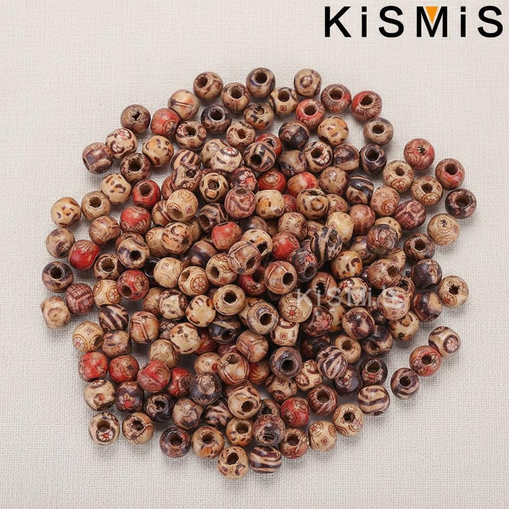 

Painted Mixed Wood Beads for Jewelry Making and Hair Accessories 100Pcs/Pack 1Pack Optional