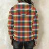 Women's Long Sleeve Drawstring Hoodie with Striped Plaid Print Pullover Sweatshirt