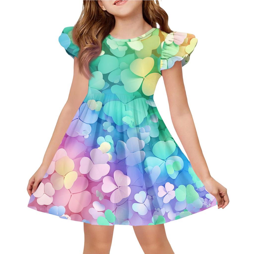 Girls' Summer Princess Dress - A-Line T-Shirt Dress St. Patrick's Day