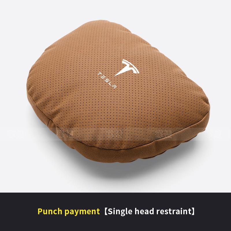 CQPKJ1 Tesla Model 3 Model Y Model S Model X Suede Car Headrest Neck Support Seat Lumbar cushion Breathable Soft Neck Pillow Waist pad