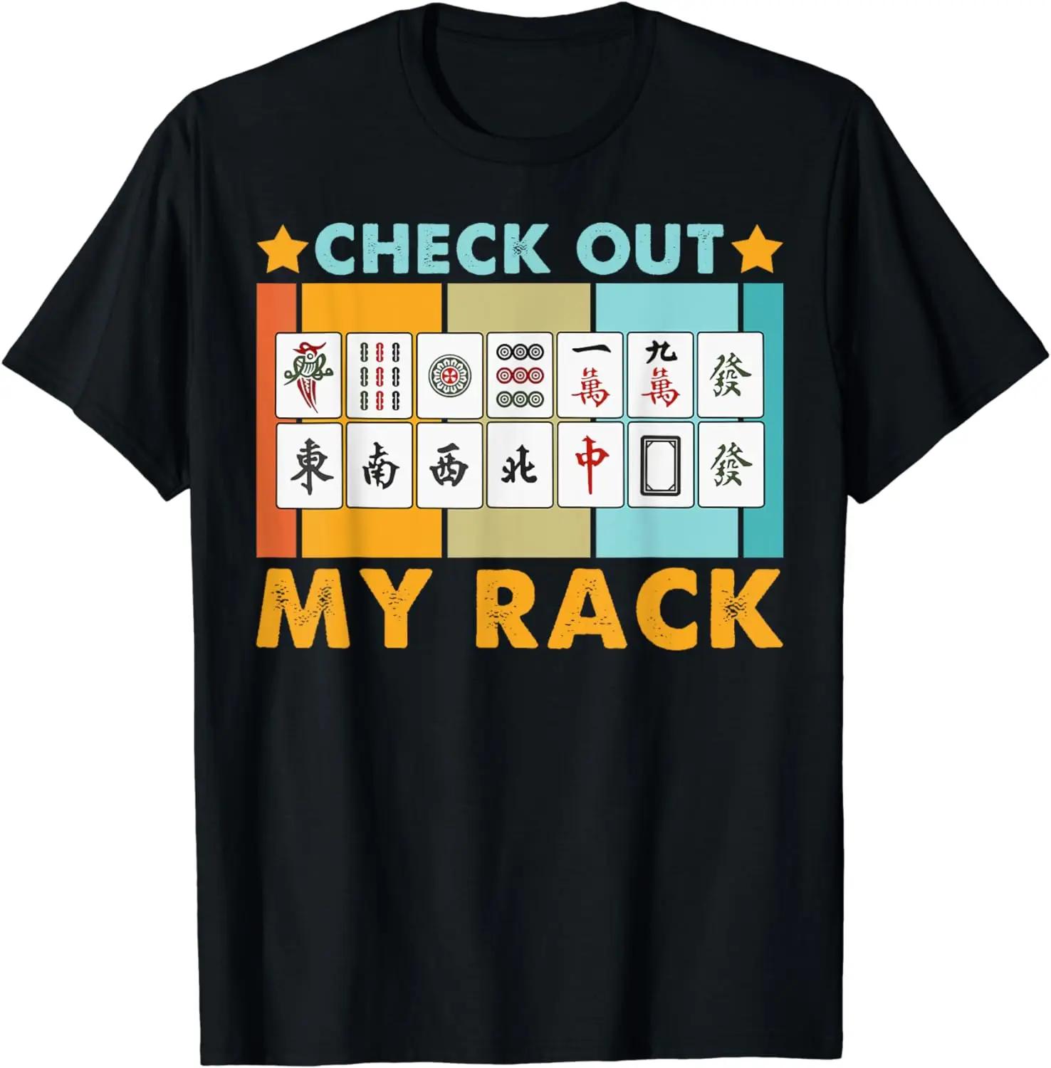 Mahjong Player Mahjong Lover Chinese Check Out My Rack T-Shirt Funny Gift Clothes Tops Shirts for Women Graphic T Shirts S