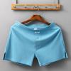 Men Pajama Shorts Elastic Waist Soft Breathable Homewear Solid Color Whorl Texture Stretchy Casual Loose Quick Dry Men Mini Short Pants