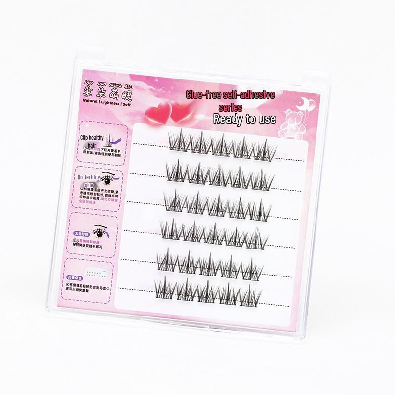 Natural Look Self-Adhesive Eyelashes - Lazy Three-Step, Glue-Free, Hard Stem Design