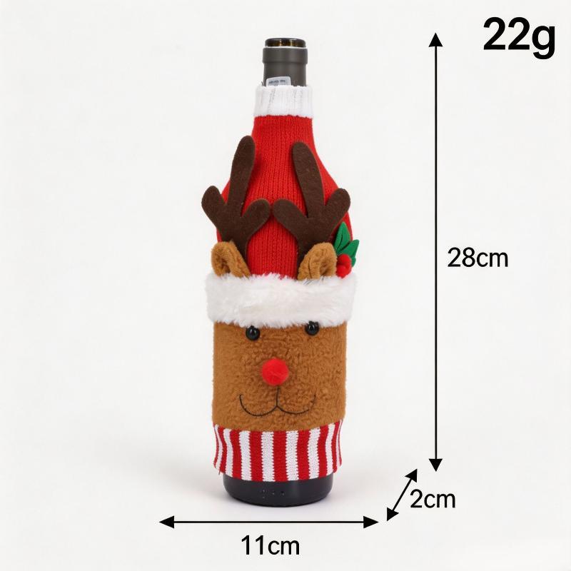 Christmas Wine Bottle Cover Santa Snowman Woven Wine Bottle Bags Christmas Party Dinner Table Decorations New Year Gifts