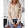 Autumn and Winter New Solid Round Neck Diamond Women's Casual Knitted Sweater 2024