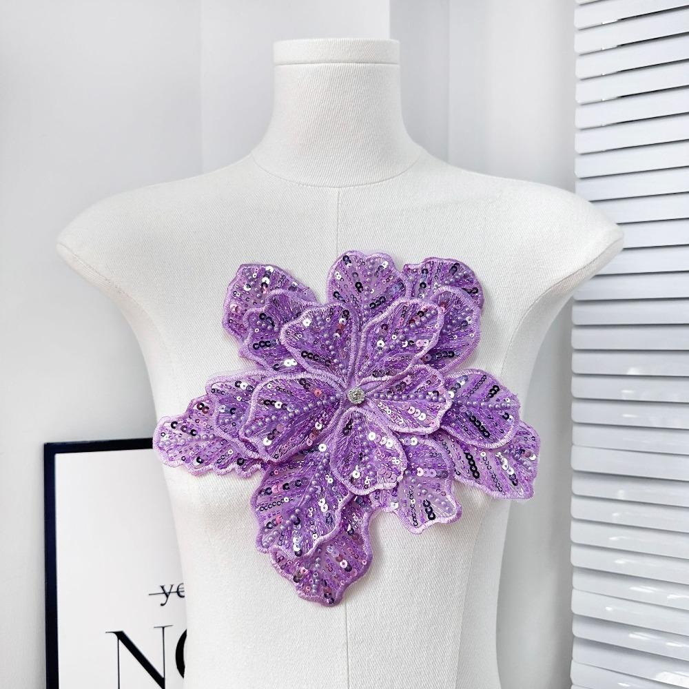 Sequin Clothing Patches Clothing Brooch Clothing Applique Flower Multi-layer Appliques  Women