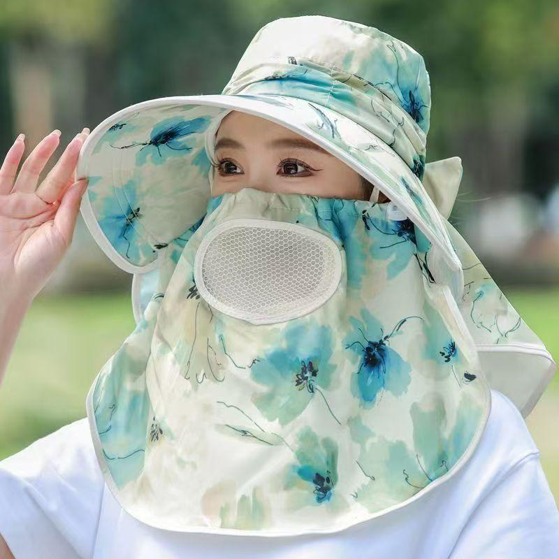 Premium summer sun hat, large brim, UV protection, face cover, shawl, neck protection, sun protection hat, sunshade tea picking women's hat