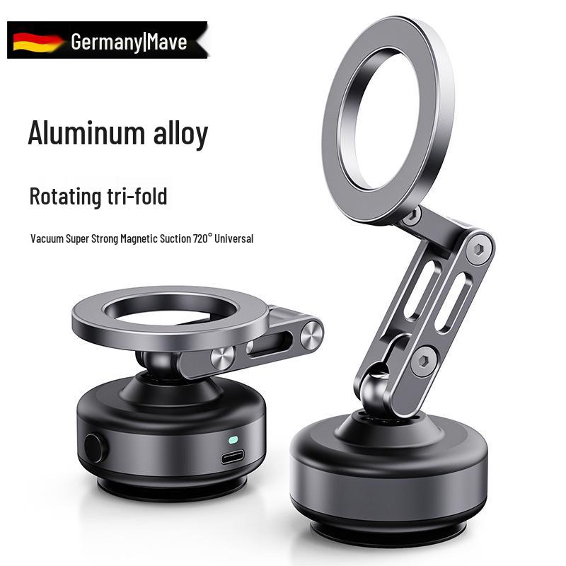 

Electric Car Mount with 360° Rotation - Foldable Magnetic Phone Holder with Vacuum Suction Cup, Aluminum Alloy Design