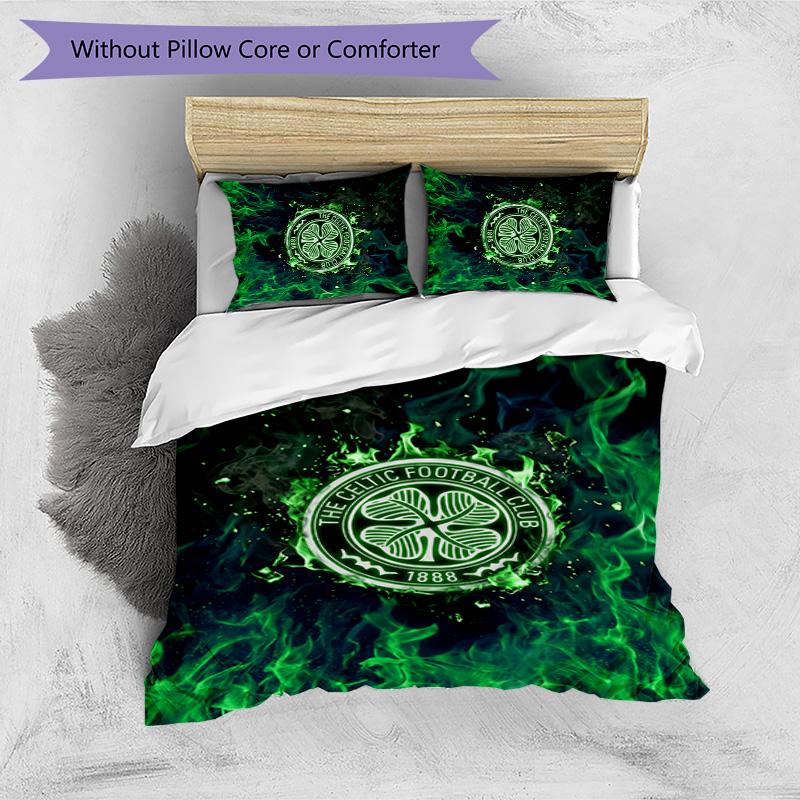 Set Biancheria da Letto Celtic FC Stampato 3 Pezzi Copripiumino Traspirante con Federe Biancheria da Letto Decorativa per Camera da Letto Casa