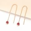 Light Luxury Sweet 585 Purple Gold Earrings for Women Plated 14K Rose Gold Red Gem Long Chain Earings Exquisite Fine Jewelry