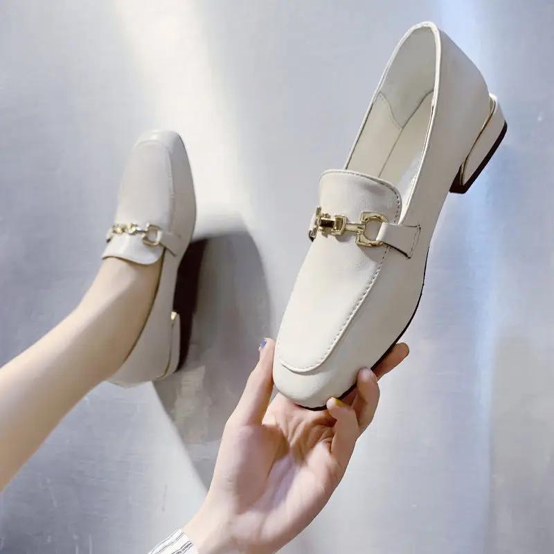 Woman PumpsLoafers Moccasins Shoes for Women Loafers Low Heel Elegant Square Toe Non Slip Quick Delivery Luxury Brand Chic Point