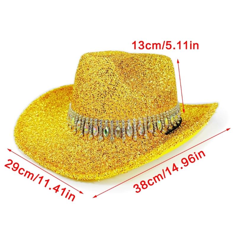 Auffällige Kristall-Cowboyhüte Brauthut Panamahut für Junggesellinnenabschied Cowboyhüte für Club-Bühnenshows