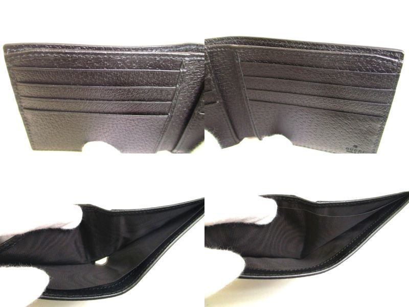 Authentic GUCCI Animalier Black Leather Bifold Bill Wallet Compact Wallet #a177  Refurbished