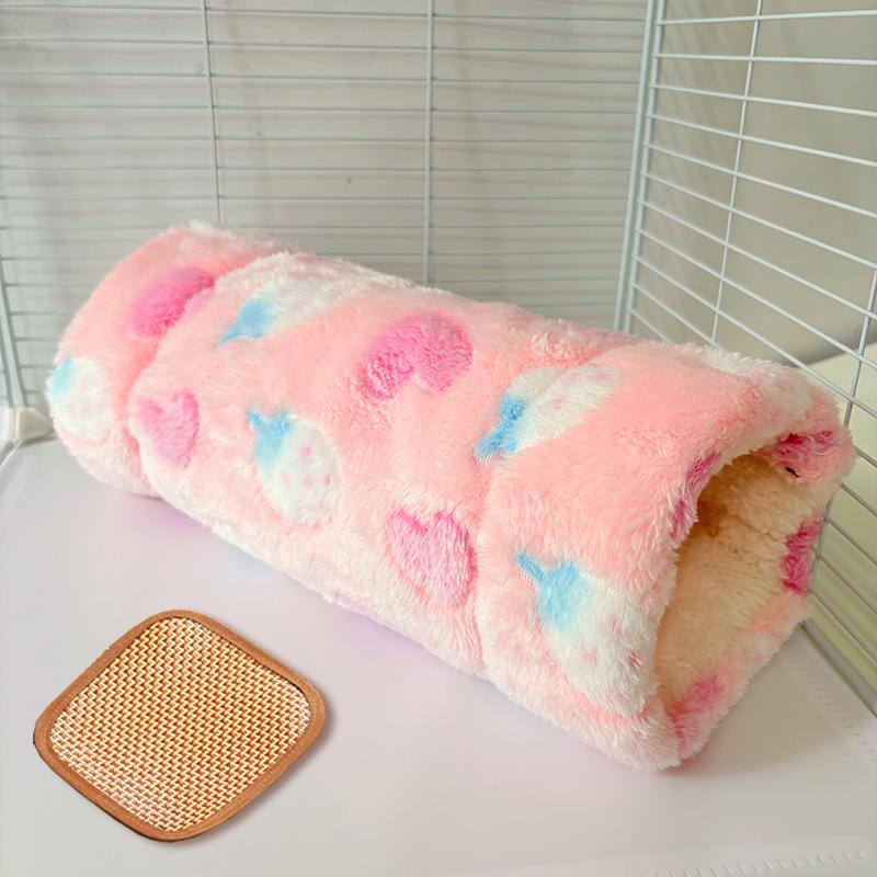Small Pet Fleece Tunnel & Hammock: Hamster, Rat, Sugar Glider, Guinea Pig Hideout & Bed