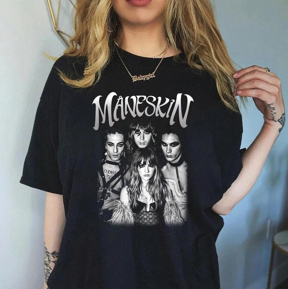 Maneskin Shirt Concert Tour Merch Graphic Design Unisex T-Shirt 2XL
