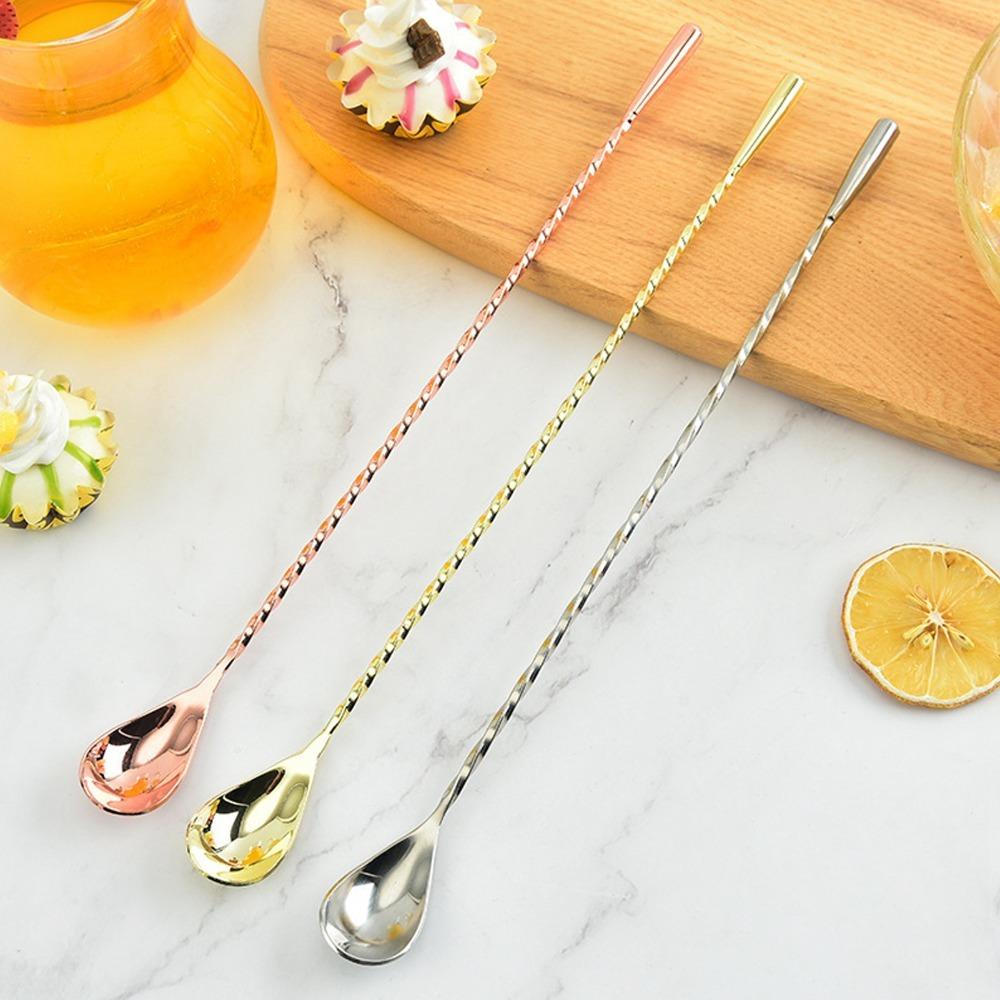 Rustless Steel Mixing Spoon Polished Coffee Stirrer Spoon Decorative Stirring Spoon Drink Mixing