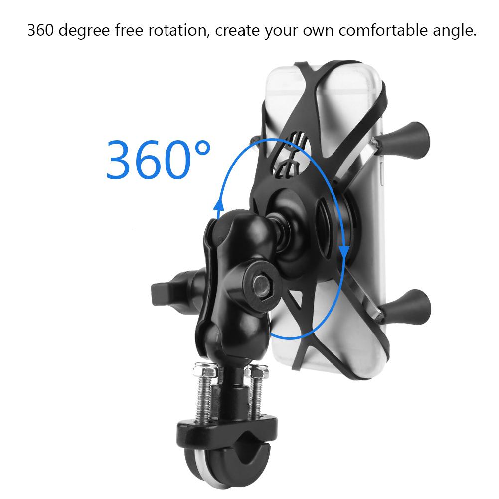 Motorcycle Bike Cell Phone Support 360 Degree Swivel Aluminium Alloy Base Phone Holder