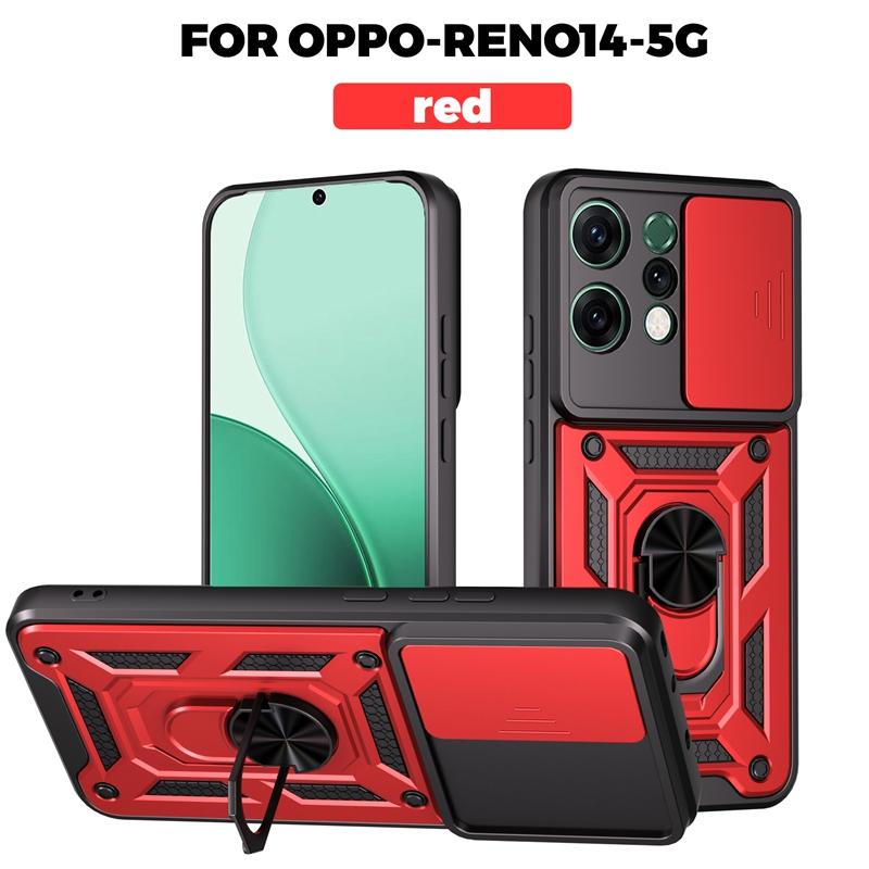 Armor Magnetic Ring Bracket Case For OPPO Reno 14 Pro 14F 5G Slide Lens Protector Cover for Reno14 Reno14F Funda