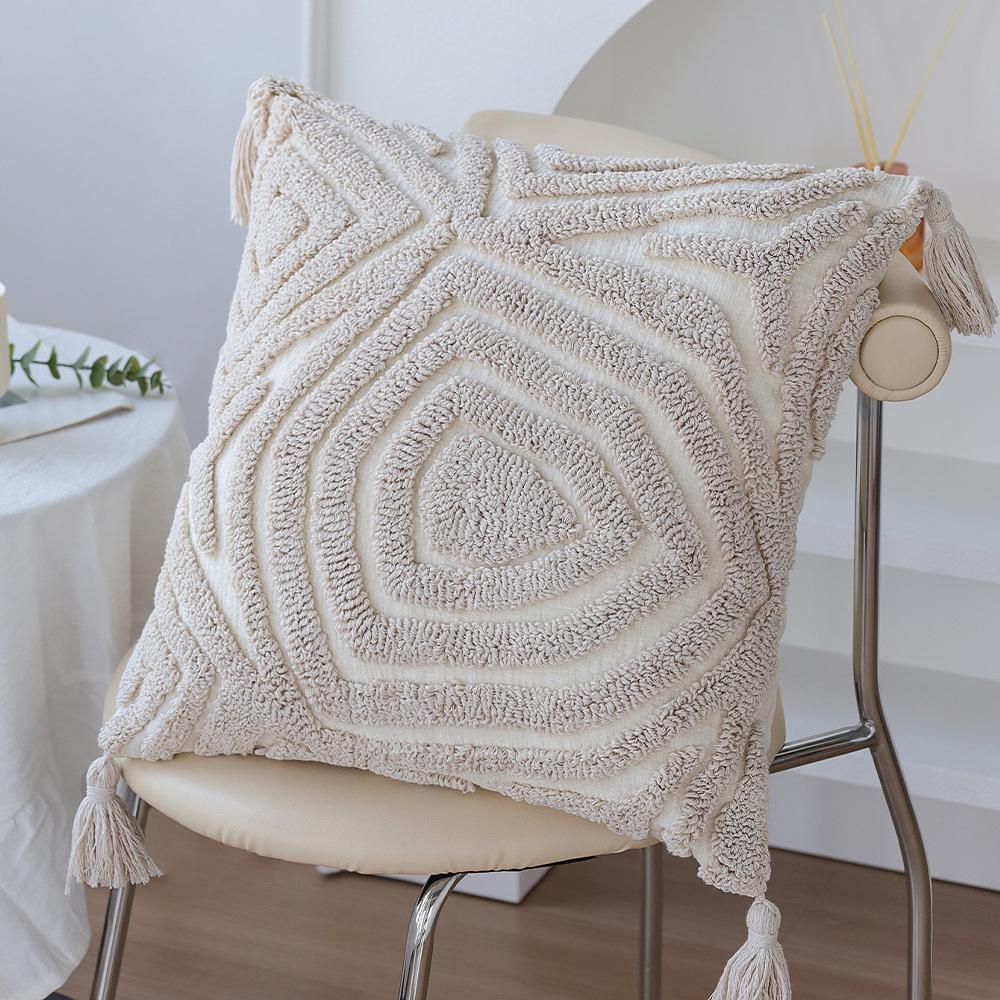 Nordic Tufted Pillowcase Cojines Geometric Simple Embroidered Fringe Morocco Sofa Cushion Cover Headboard Pillowcases 45x45cm