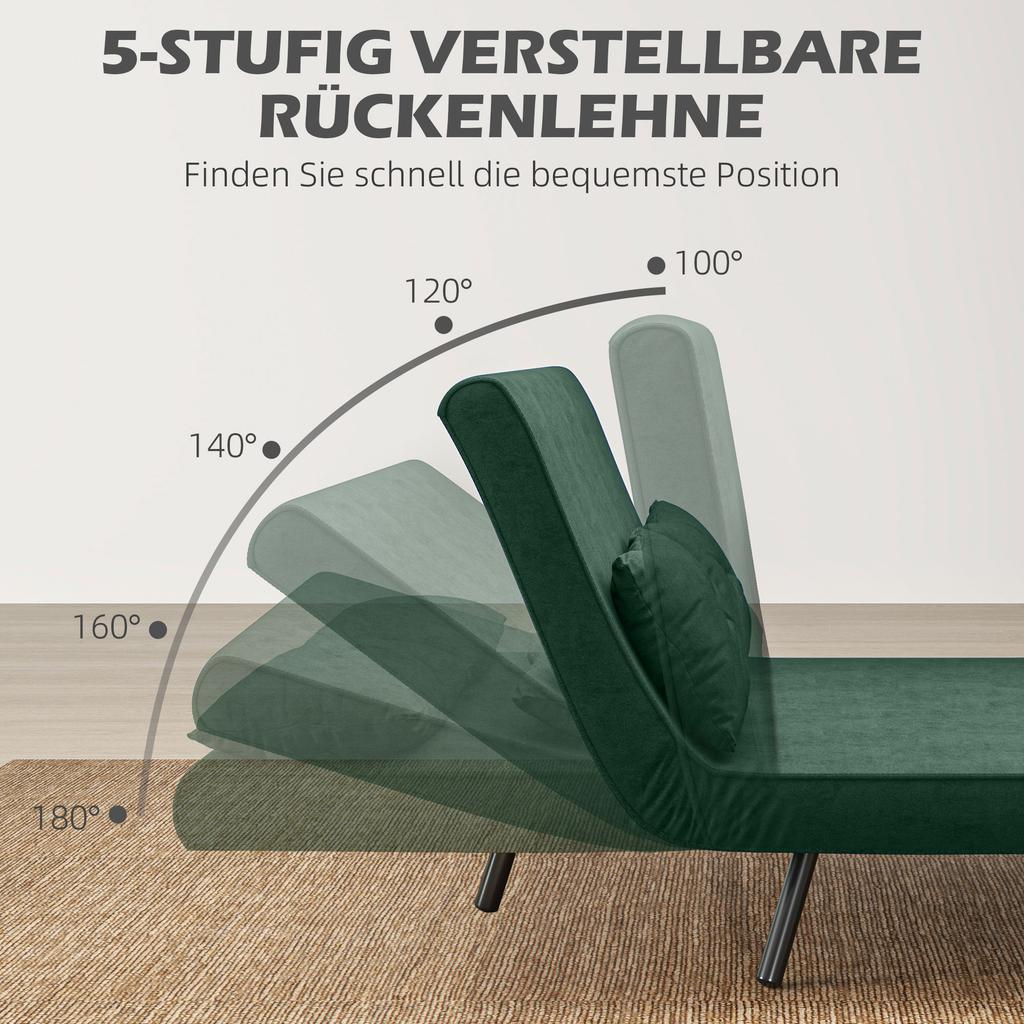 Sofa Bed 4 in 1 with Sleep Function Velvet Look 183x98.5cm Green