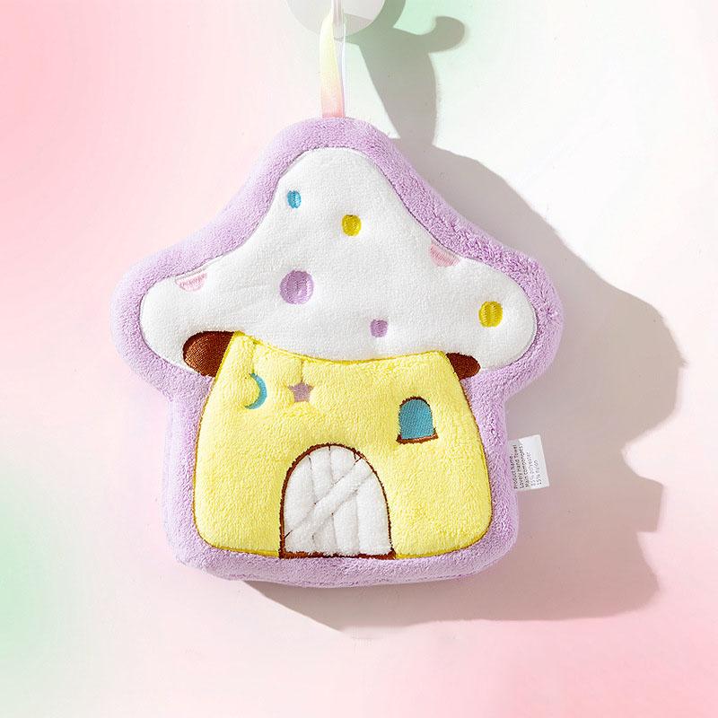 

1Pc, Soft And Absorbent Coral Fleece Mushroom Hand Towel For Home, Kitchen, And Bathroom Use, Tea Towel фиолетовый