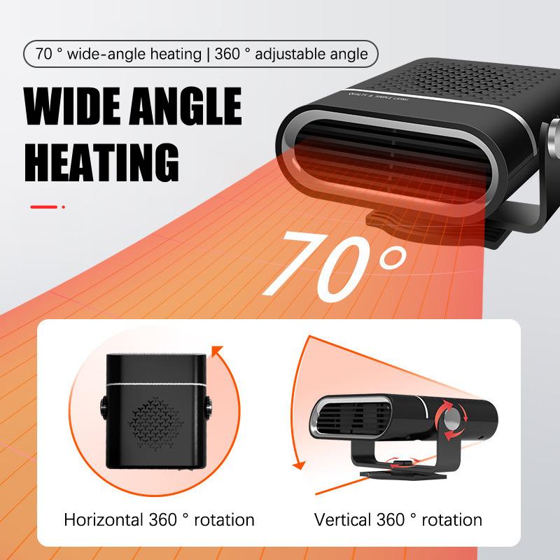 12V 150W Portable Electric Car Heater Rotation Heating Cooling Fan Warmer Wind Defrosting Abs 2In1 Snow Demister Defroster
