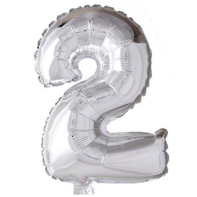 Wefiesta Aluminiumballon Nummer '2' 40 cm silber