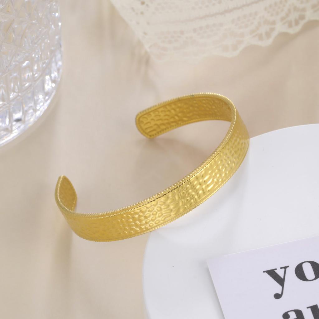 Stainless Steel Cuff Bracelet On Hand Women Geometric Flower Leaves Eye Adjustable Open Gold Bangle Jewelry
