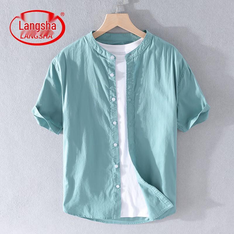 Langsha Men s Casual Short-Sleeved Shirt M