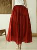 Johnature Women Patchwork Vintage Skirts Elastic Waist Solid Color High Quality Cloths Soft Women A-Line Skirts