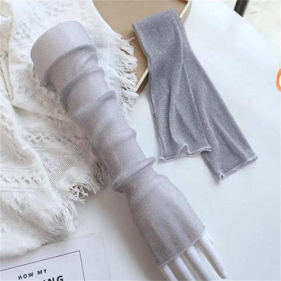 Sheer Mesh Arm Sleeves Sun Protection Gloves for Women