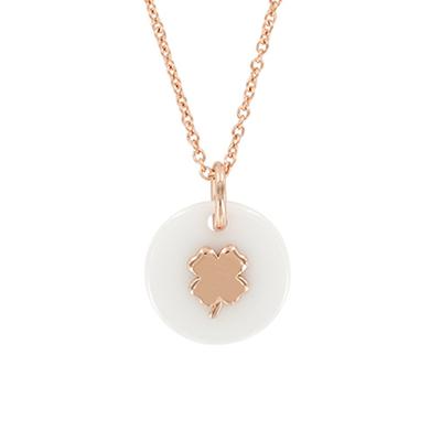 [R4912] - Pinkish White 'Horse' Silver Necklace - 15 Mm (ceramic)