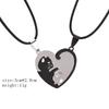 Hot Sale Stainless Steel Pet Cat Kitty Love Heart Pendant Puzzle Matching Necklace Chain For Couple Lover Valentine