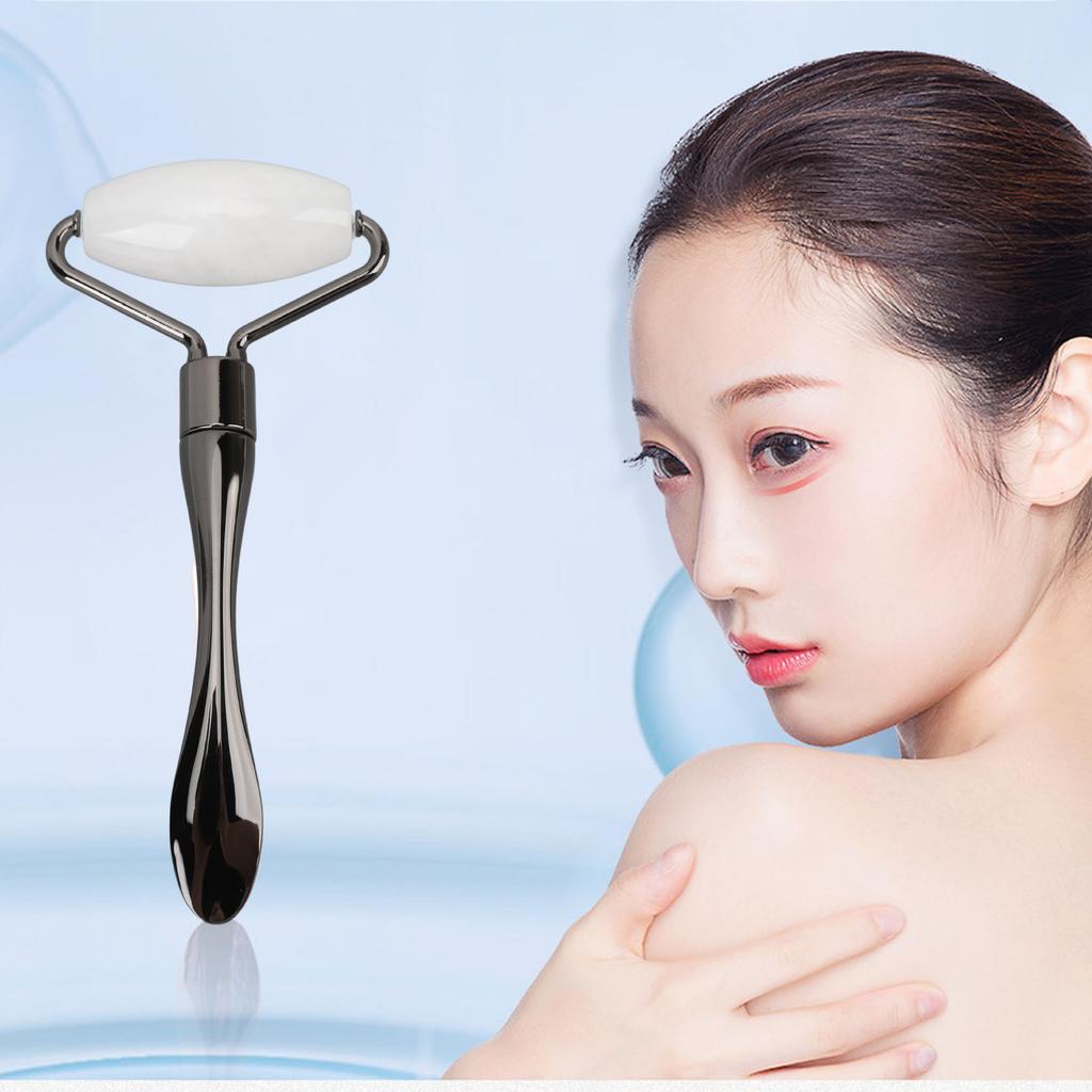 Eye Cream Applicator Roller Jadestone Face Massage Stick Zinc Alloy Cream Spoon for Daily Skincare