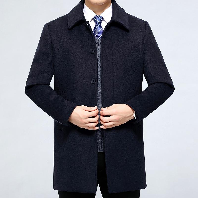 

Мужское осенне-зимнее новое мужское утолщенное шерстяное пальто с деловыми лацканами однобортное теплое шерстяное пальто 205