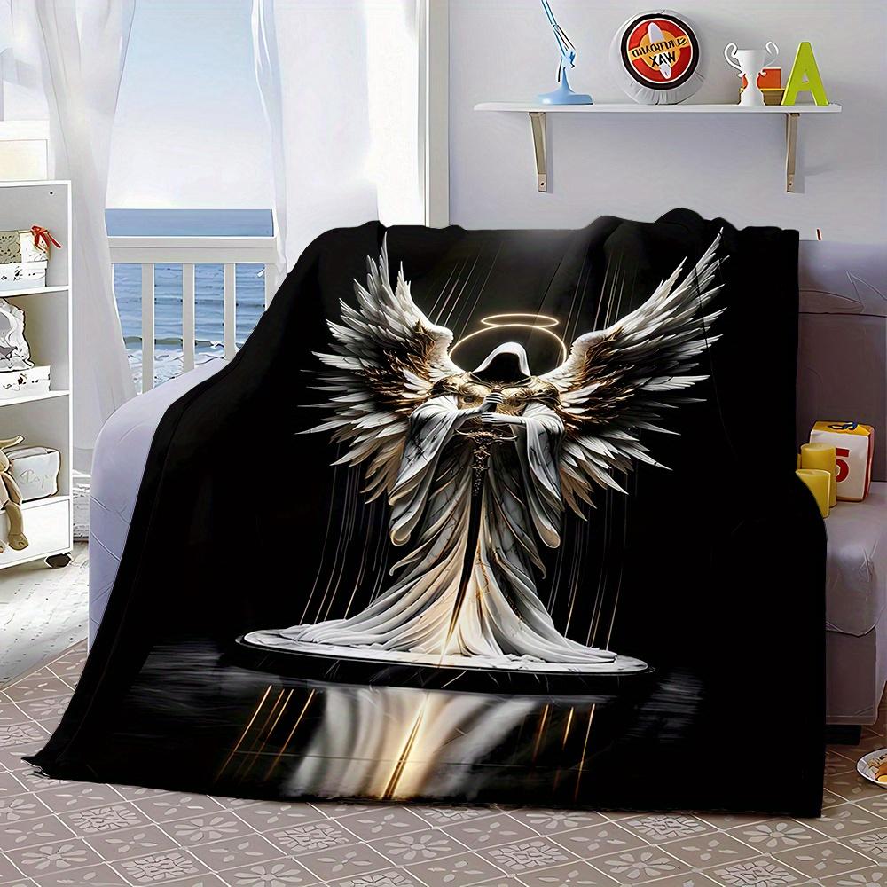 Angel of Death Muster Flanell bedruckte Decke geeignet für alle Jahreszeiten geeignet für Wohnzimmer Büro Sofa und Reisen