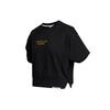 Slogan Print Round Neck Short Crop Sports Tee Women Tops Black DC5310-010