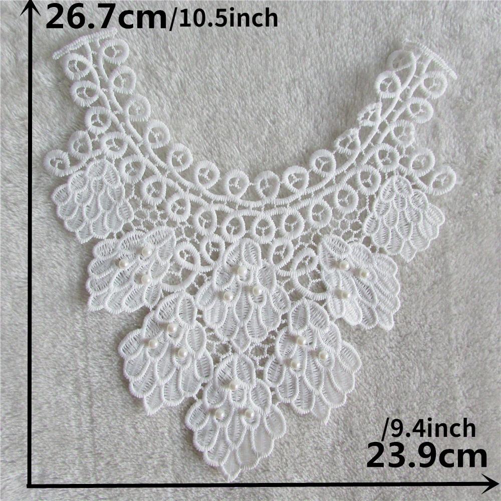 

1PC Elegant Imitation Pearl Collar DlY Fabric White Lace Trim Lace Embroidery Sewing Garment Design Lace Trims