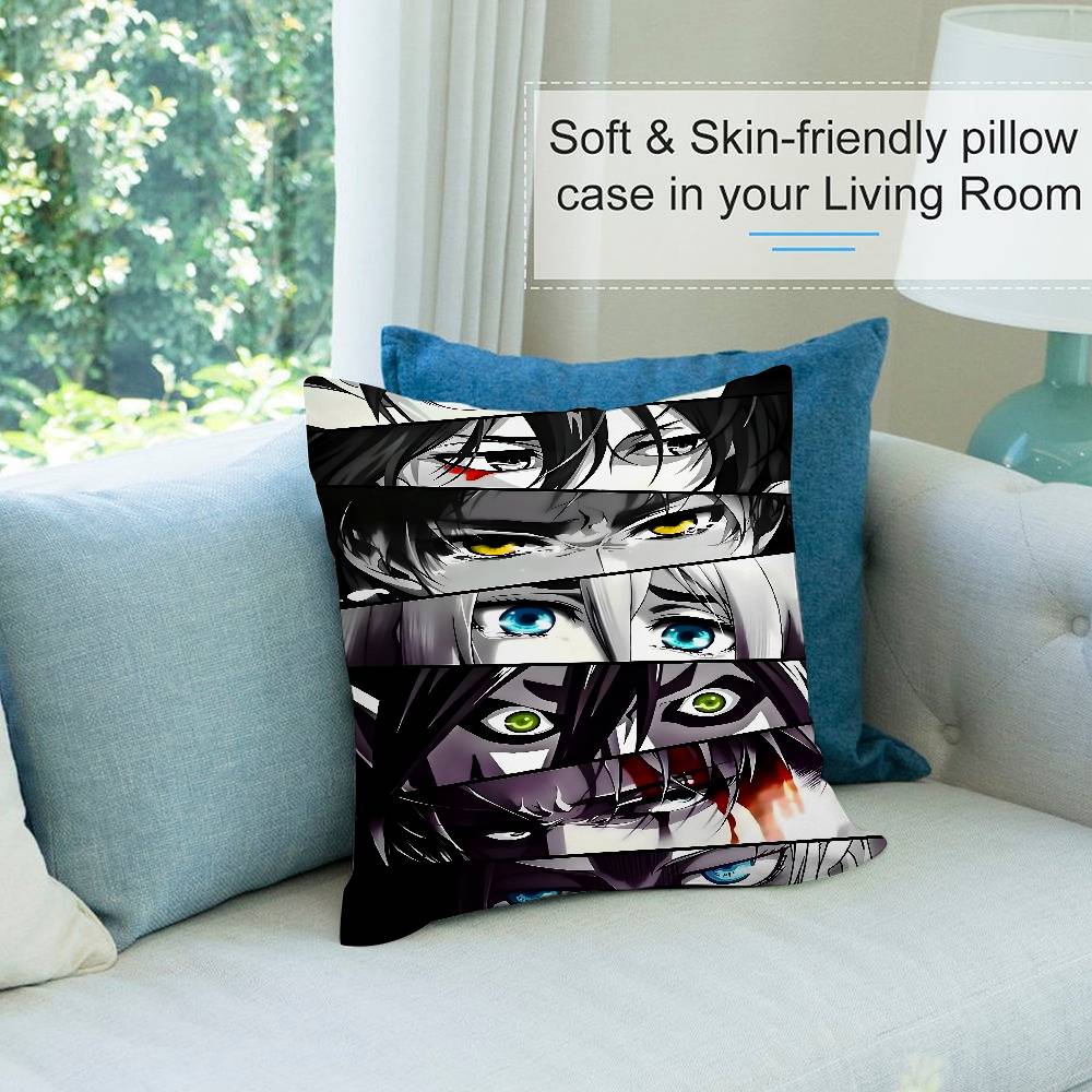 Anime A-Attacks On T-Titans Pillow Case Short Plush Double-sided Print Square Throw Pillow Covers Sofa Home Cushion Decor