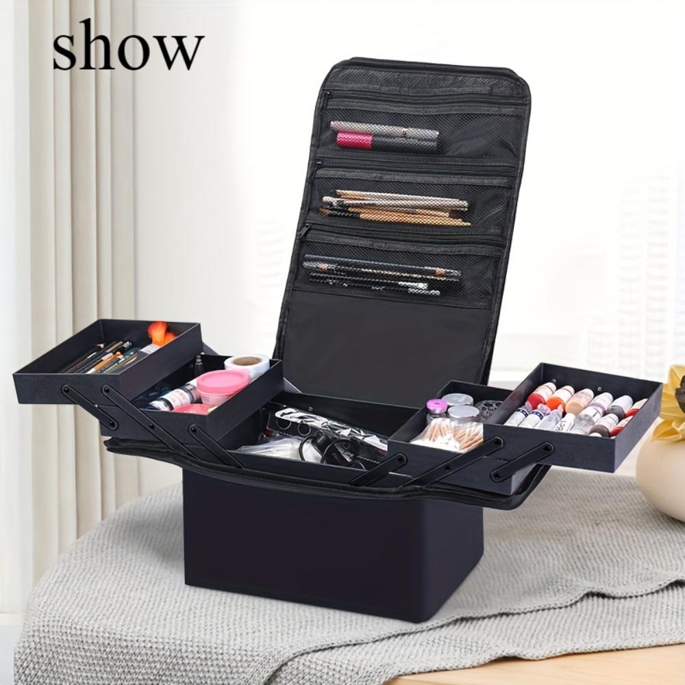 Large -capacity Multi-layer Professional Cosmetic Bag,portable Manicure Pattern Embroidery Makeup Toolbox, Jewelry, Necklace,ring,pendant Storage Box.