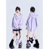 Abnehmbare Hasenohren Lila Kapuzenpullover Damen Locker geschnittene Langarm-Cardigan-Jacke Trendig Herbst Winter
