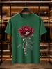 2026 New 100 Cotton Tshirt Realistic Red Rose Wrapped With Dollar Bills Print Luxury Casual Short Sleeve